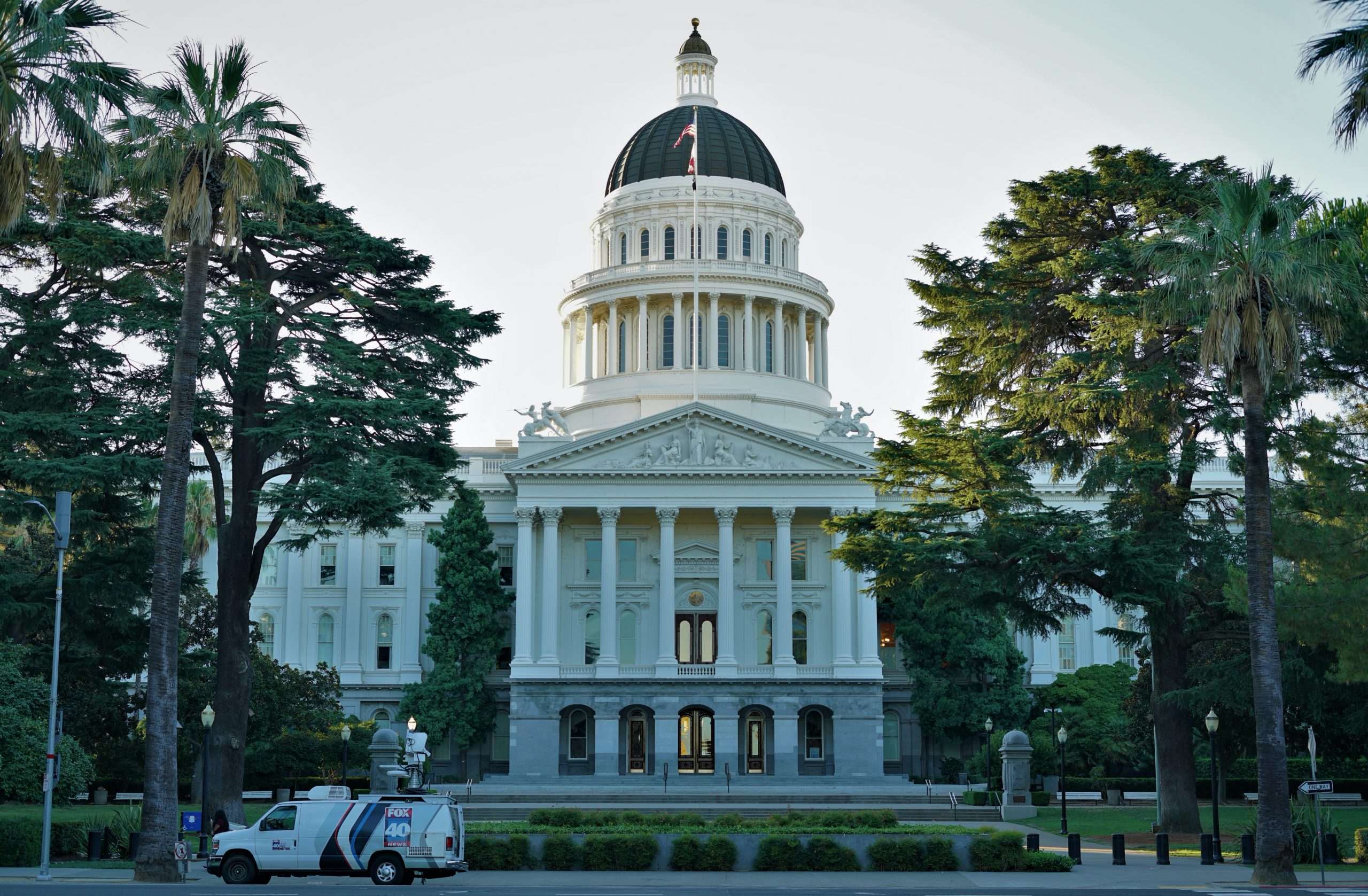 The California State Capitol in midtown Sacramento at dusk